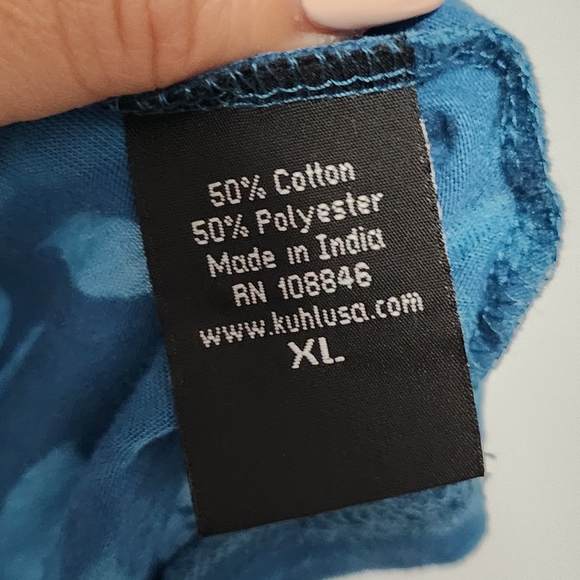 KUHL Women's Blue V-Neck Floral Burnout Short Sleeve Shirt XL Outdoor Hiking - Picture 11 of 13